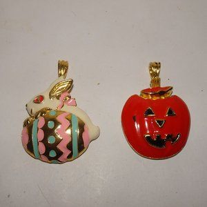 BG 1995 Halloween Pumpkin Easter Bunny Pendants